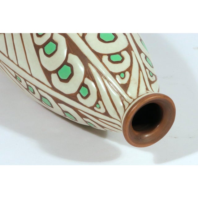 Charles Catteau for Boch Frères Keramis Art Deco Stoneware Vase, Décor d.1005 Circa 1925 For Sale In Philadelphia - Image 6 of 10