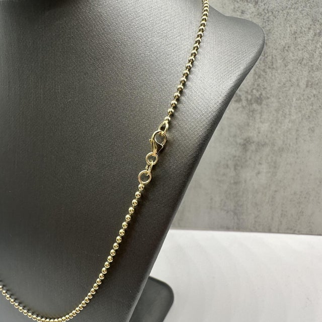 Contemporary 14kt Yellow Gold Ball Bead Chain – 18in, 1.85mm, New For Sale - Image 3 of 4