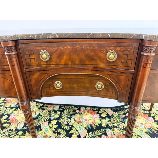 Traditional Drexel Mahogany Marbletop Sideboard Credenza Buffet For Sale - Image 3 of 12