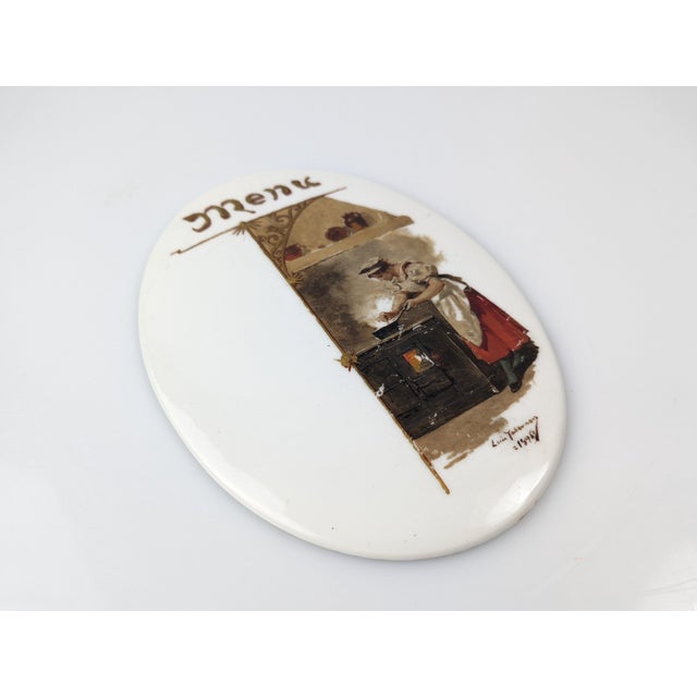 Luis Taberner y Montalvo, Menu Plate, Madrid, Spain, 1896, Oil on Porcelain For Sale - Image 4 of 9