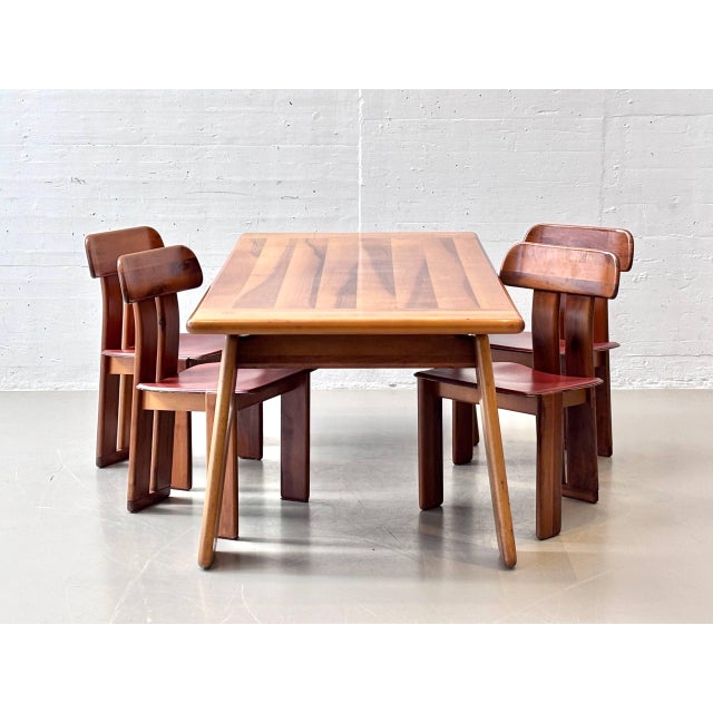 Brown Sapporo Dining Table and Chairs in Walnut by Mario Marenco for Mobilgirgi, Italy, 1970s, Set of 5 For Sale - Image 8 of 16