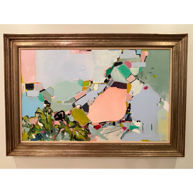 Large Scale Framed Original Abstract Oil Painting Titled "New Chapter" on Repurposed Linen Canvas by Kendra Dennis For Sale In Little Rock - Image 6 of 18