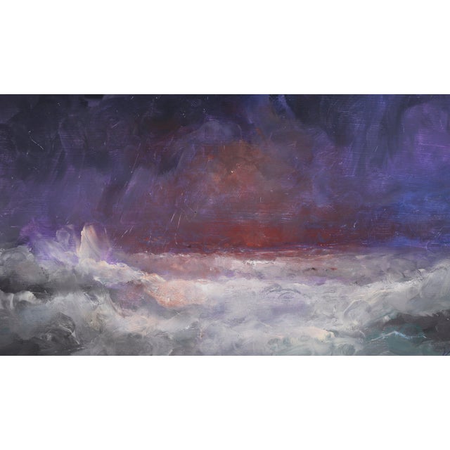 Impressionist Purple and Red Storm Over the Sea by Vasil Papkov For Sale - Image 3 of 6