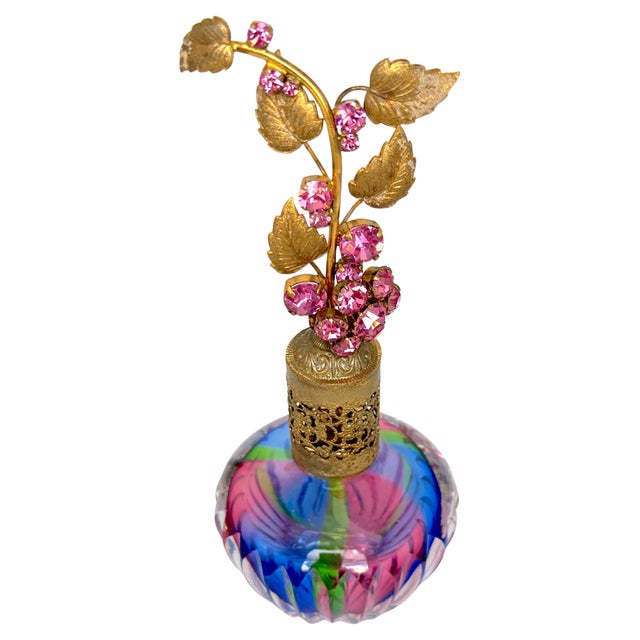 Hollywood Regency Jeweled Rainbow Cut Crystal Atomizer Perfume Bottle, Bohemia For Sale In West Palm - Image 6 of 18