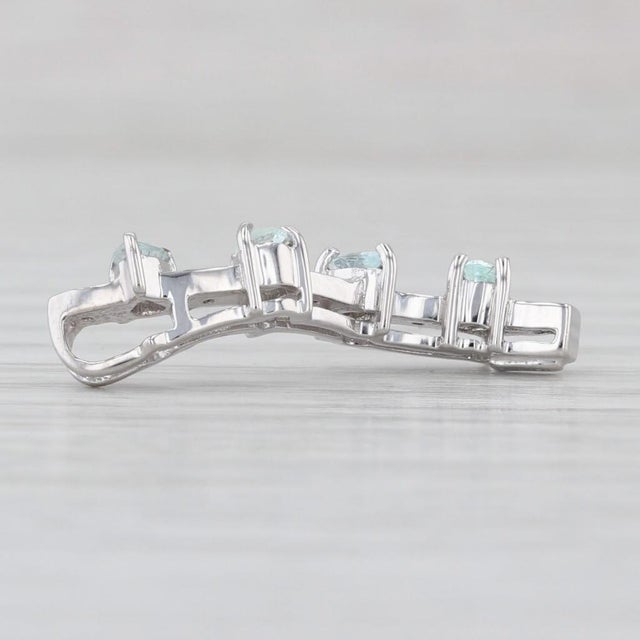 Modern 0.27ctw Diamond Green Tourmaline Journey Pendant 18k White Gold Floating Drop For Sale - Image 3 of 5