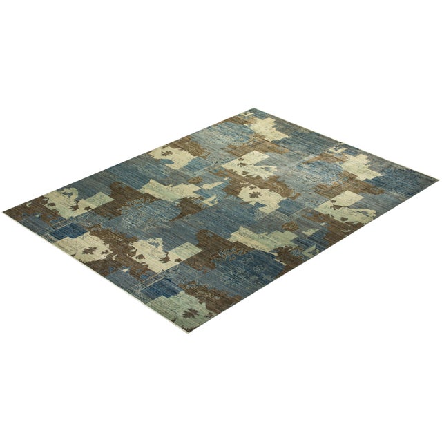 Blue Eclectic Collection Hand-Knotted Area Rug - Light Blue Collection 10' 4" X 13' 9" For Sale - Image 8 of 10