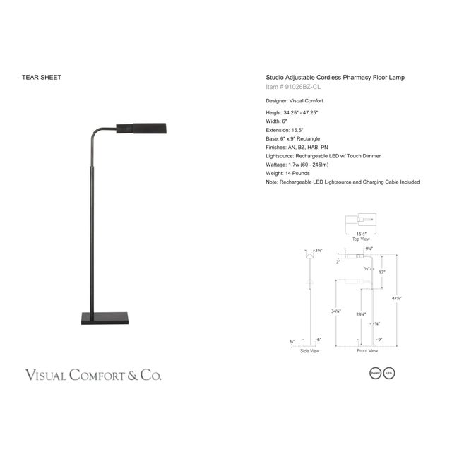 Visual Comfort Signature Studio Adjustable Cordless Pharmacy Floor Lamp in Bronze Designer: Visual Comfort Signature...