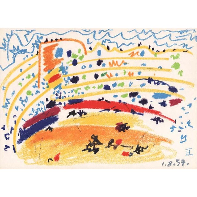 Artist: Pablo Picasso County: Spain Title: Toros y Toreros 2 dated 1/8/57 Medium: Quadrichromie Paper size: On vellum...
