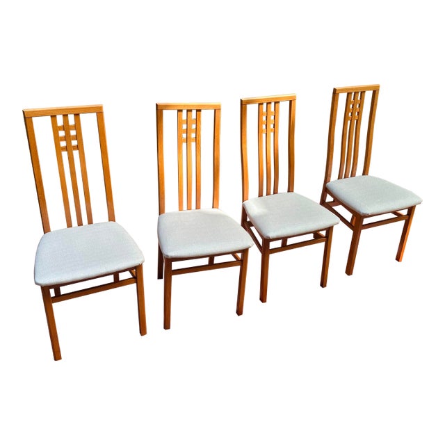 MCM Vintage Ims SRL Italian High Back Dining Chairs Set of 4 For Sale