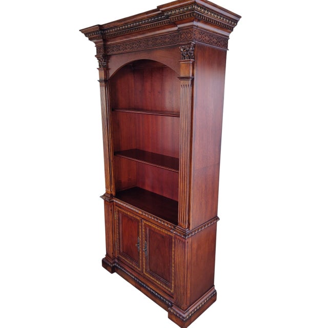 Wood Restored Legacy Classic Furniture Traditional Mahogany Executive Desk & Bookcase Set - 2 Pieces For Sale - Image 7 of 18