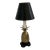 Brass Pineapple Accent Lamp With Foil Lined Black Shade For Sale
