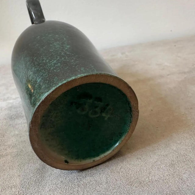 1970s Modernist Olive Green Fat Lava Ceramic German Jug Vase For Sale - Image 10 of 10