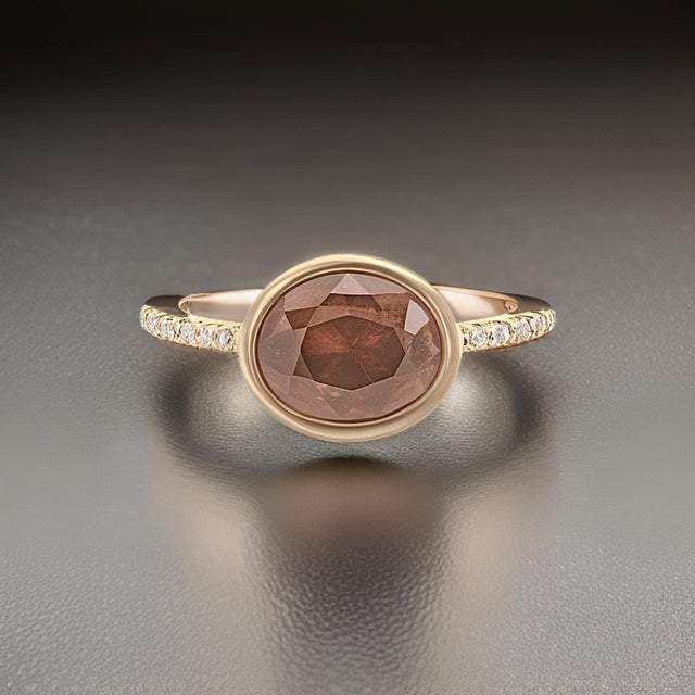 Natural Zircon Diamond Ring Size 6.5 14k Y Gold 3.52 TCW Certified For Sale - Image 9 of 18