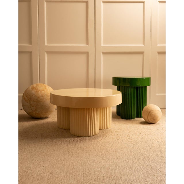 Cream and Green Nesting Tables, 1980s, Set of 2 For Sale - Image 10 of 11