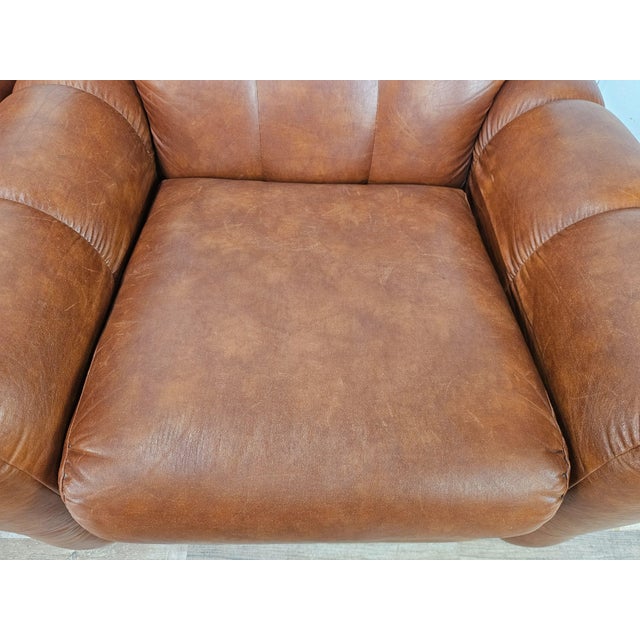 Vintage Italian Brown Leather Club Chairs, 1970s, Set of 2 For Sale - Image 10 of 17