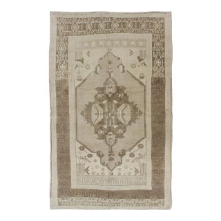 Vintage Turkish Oushak Rug in Taupe, Brown and Earth Colors For Sale