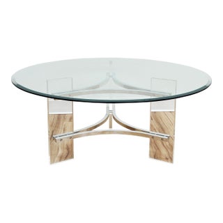 Vintage Charles Hollis Jones Style Acrylic & Chrome Glass Top Coffee Table For Sale