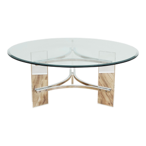 Vintage Charles Hollis Jones Style Acrylic and Chrome Glass Top Coffee Table