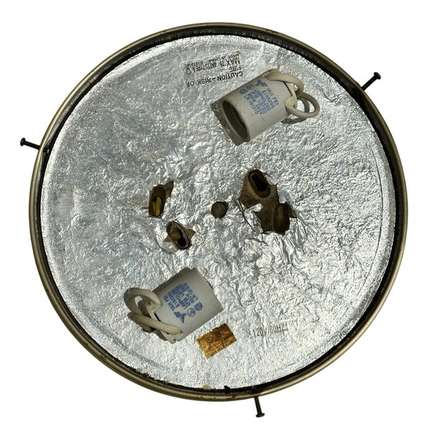 Mid 20th Century Vintage Mid Century Modern Style Drum Shape Wired Flush Mount Light For Sale - Image 5 of 7