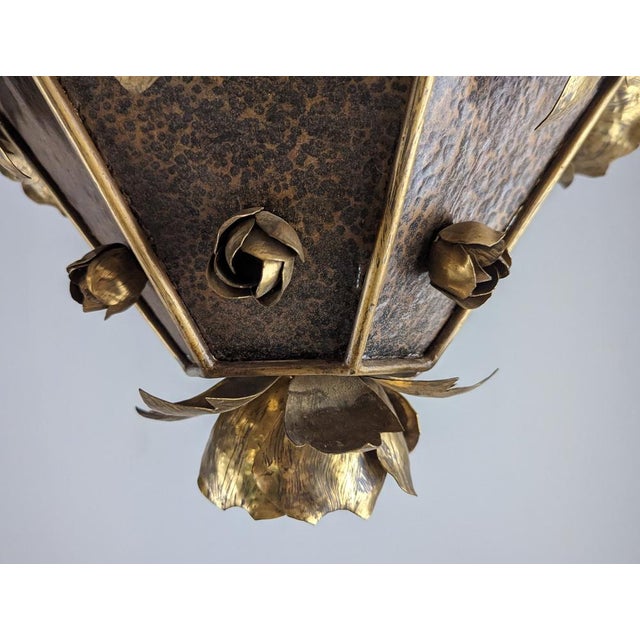 Brass Floral Ceiling Lamp in the style of Hans Kögl, Germany, 1970s For Sale - Image 6 of 10