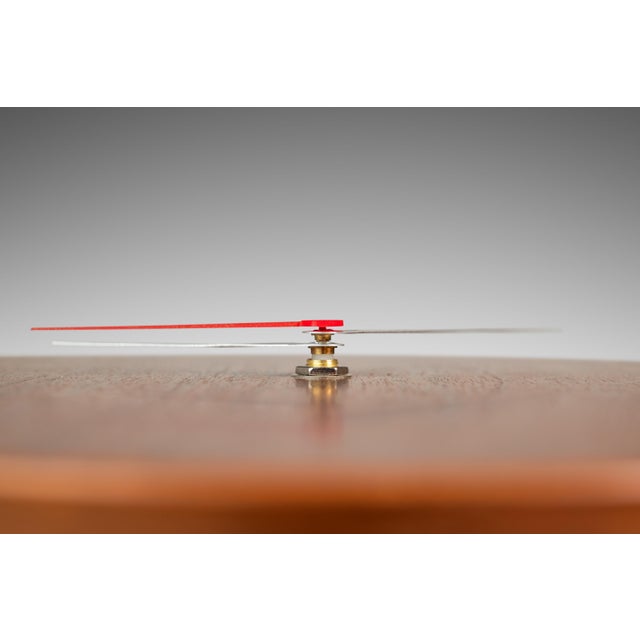 Mid-Century Modern 13 Inch Minimalist Wall Clock Carved From Solid Walnut, Usa, C. 1970s For Sale - Image 9 of 16