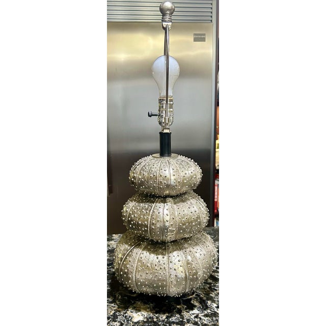 Contemporary Silver Stacked Sea Urchin Table Lamp in the Style of Regina Andrew For Sale - Image 3 of 7