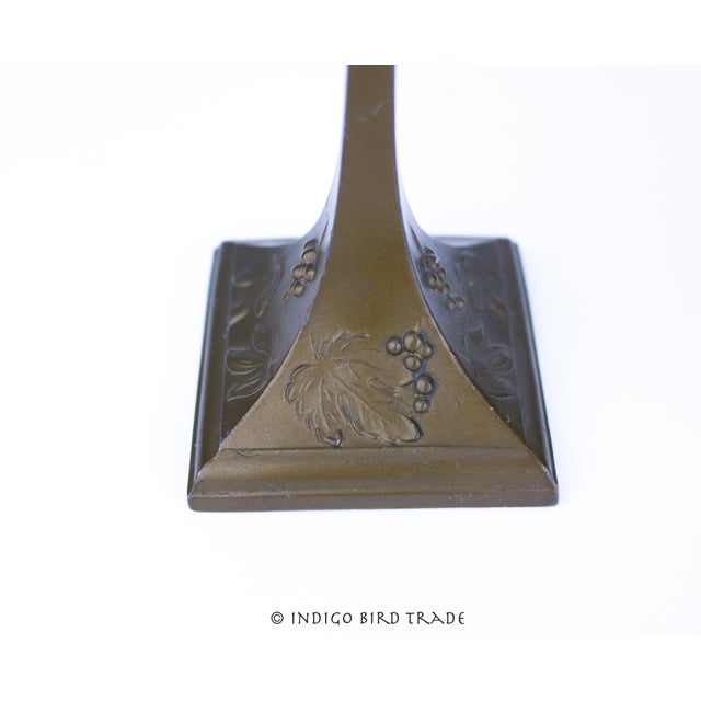 1900s Art Nouveau Bronze Candlestick Holder With Grape Design For Sale - Image 4 of 7