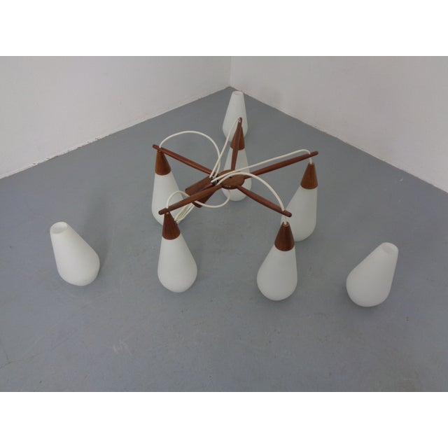 Danish Teak and Glass Spider Ceiling Lamp, Denmark, 1960s For Sale - Image 14 of 17