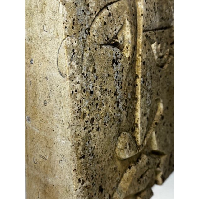 Modernist British Outdoor Sculpture Limestone Face Relief, Circa 1970s — A Cubist Homage to Picasso and the Hepworth–Milne Lineage For Sale - Image 6 of 11