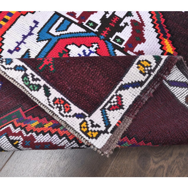 Pink Vintage Pink Geometric Turkish Hand-Knotted Runner For Sale - Image 8 of 9