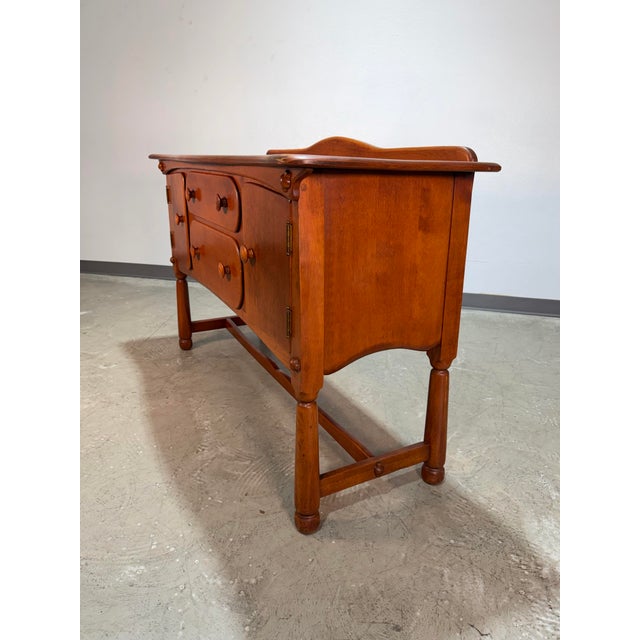 Vintage Brutalist Colonial Maple Sideboard Buffet Cabinet For Sale - Image 9 of 12