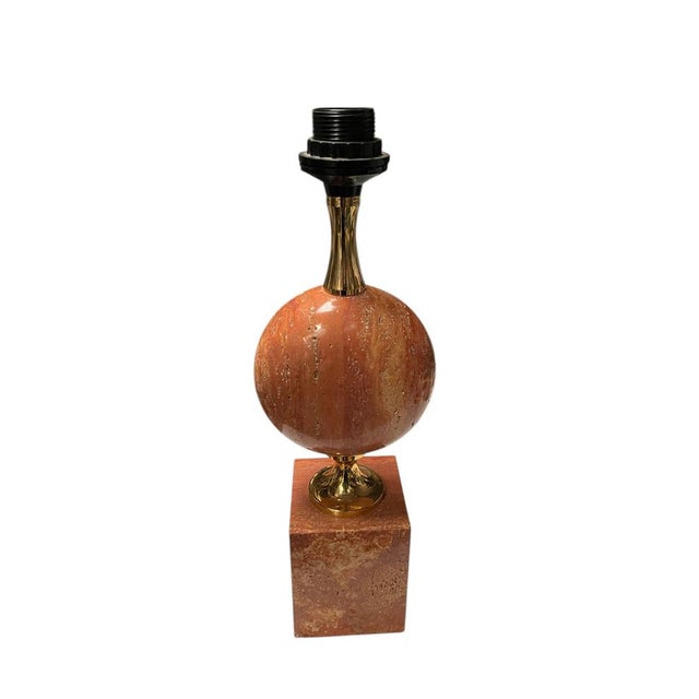 Pink Travertin Lamp by Barbier, 1970s, in Very Good conditions. Designed 1970 to 1979 This piece has an attribution mark,...