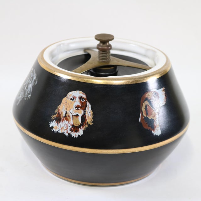 Vintage Mid-Century English Denby Cross Keys Sporting Dog Ceramic Tobacco Humidor Jar For Sale In Cincinnati - Image 6 of 16