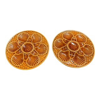 Mid 20th Century Longchamp French Majolica OysterPlates - Pair For Sale