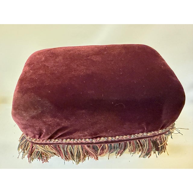 Mid 20th Century Artisan Handmade Velvet Footstool by Ingrid McKinley For Sale - Image 11 of 11