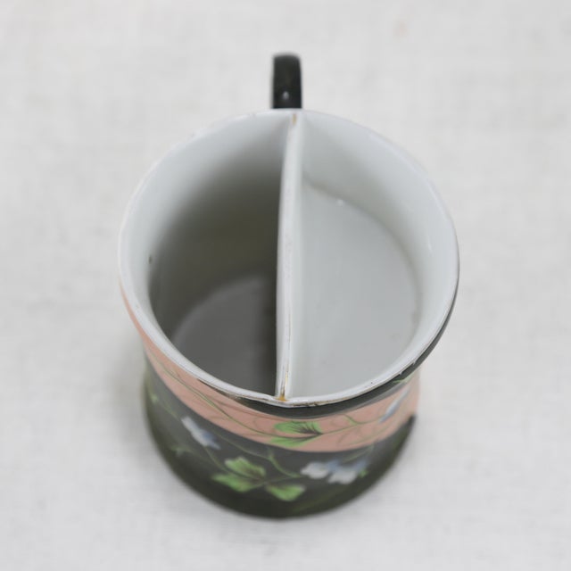 Victorian Vintage Hand-Painted Porcelain Pitcher & Cup Set – Floral Art Nouveau Design For Sale - Image 10 of 11