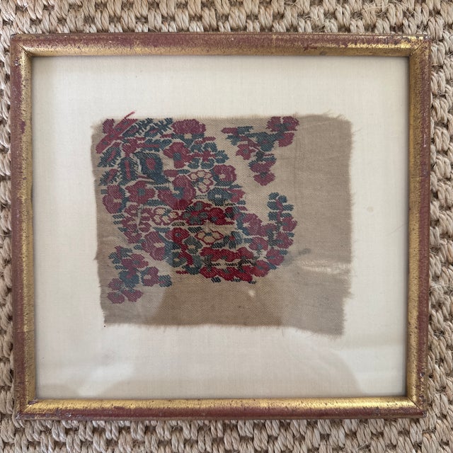 Mid 20th Century Collection of Antique Kashmiri Textile Fragments in Gilt Frames – Set of 7 For Sale - Image 5 of 12
