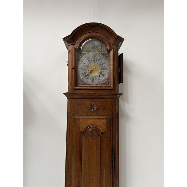Louis XV Carved Oak Grandfather Clock, 18th Century For Sale - Image 5 of 17