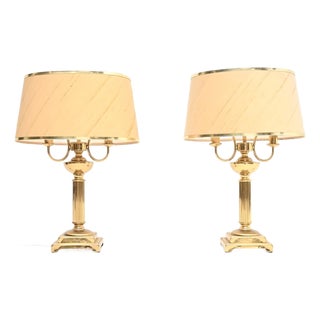 Neo-Classical Brass Table Lamps, 1960s, Set of 2 For Sale