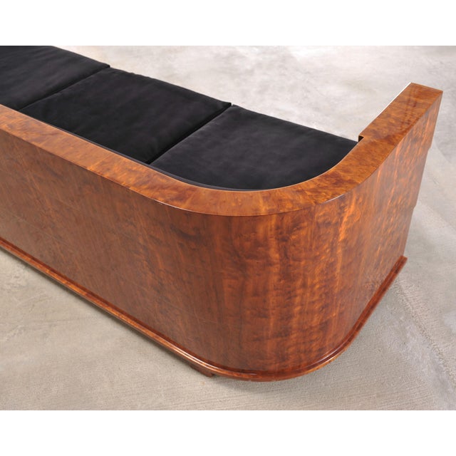 Leon Rosen Art Deco Style Burlwood Waterfall Sofa Settee For Sale - Image 14 of 18