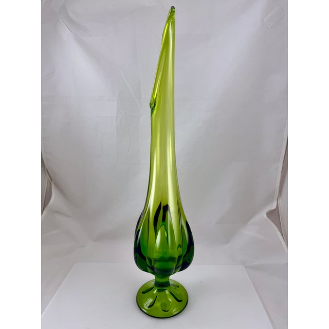 1960s 60's Green Swung Vase With Pedestal Base For Sale - Image 5 of 5