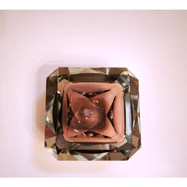 Pink Vintage Murano Sommerso Diamond Bowl attributed to Alessandro Mandruzzato, Italy, 1970s For Sale - Image 8 of 18