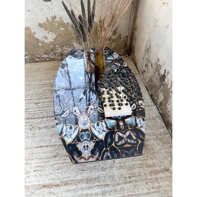 Coffee Table with Agate Stone Effect, 1990s For Sale - Image 11 of 18