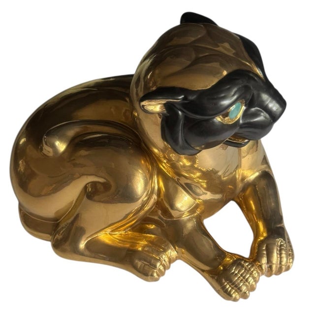 Ceramic 1970’s Gold Ceramic Lounging Leopard For Sale - Image 7 of 9