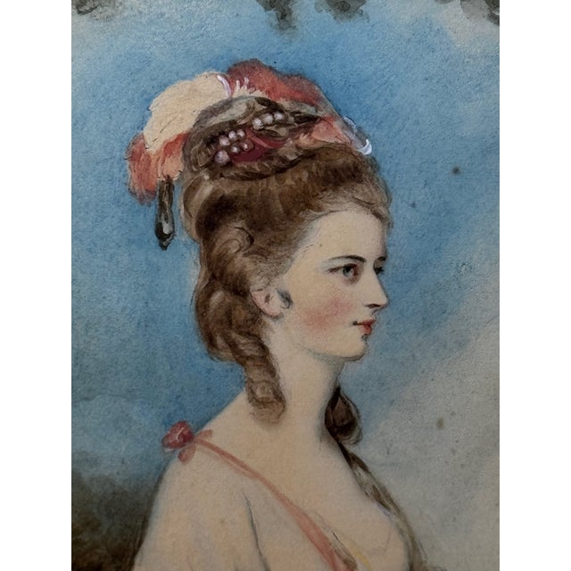 Wood 18th Century Painting Portrait Aurora Ascending Countess Lady Jane Stanhope in the Light of Dawn For Sale - Image 7 of 17