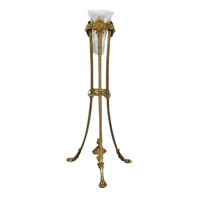 19th Century French Neoclassical Bronze Figural Lion Plant Stand Vase Pedestal For Sale