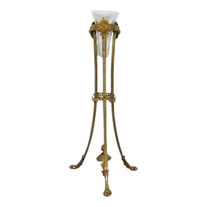 19th Century French Neoclassical Bronze Figural Lion Plant Stand Vase Pedestal
