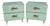 Mid-Century Modern Aqua Green Mirrored Glass Nightstands with Brass Fish Handle, 2000, Set of 2 For Sale