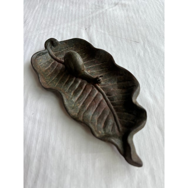 Metal Vintage Cast Iron Leaf With a Snail Catchall For Sale - Image 7 of 8