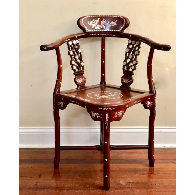 1930s Vintage Hand Carved Rosewood Corner Chair Chairish